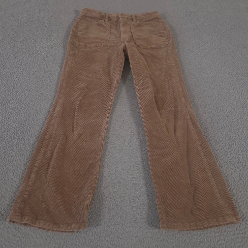 Quince Pants Womens 8 Tan Stretch Corduroy Flare Organic Cotton High Rise Pocket